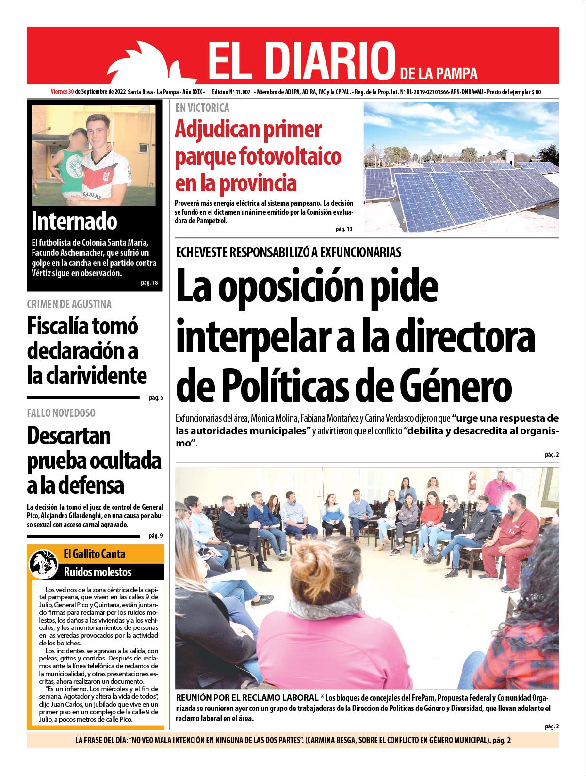 Tapa del diacutea viernes 30 de septiembre de 2022